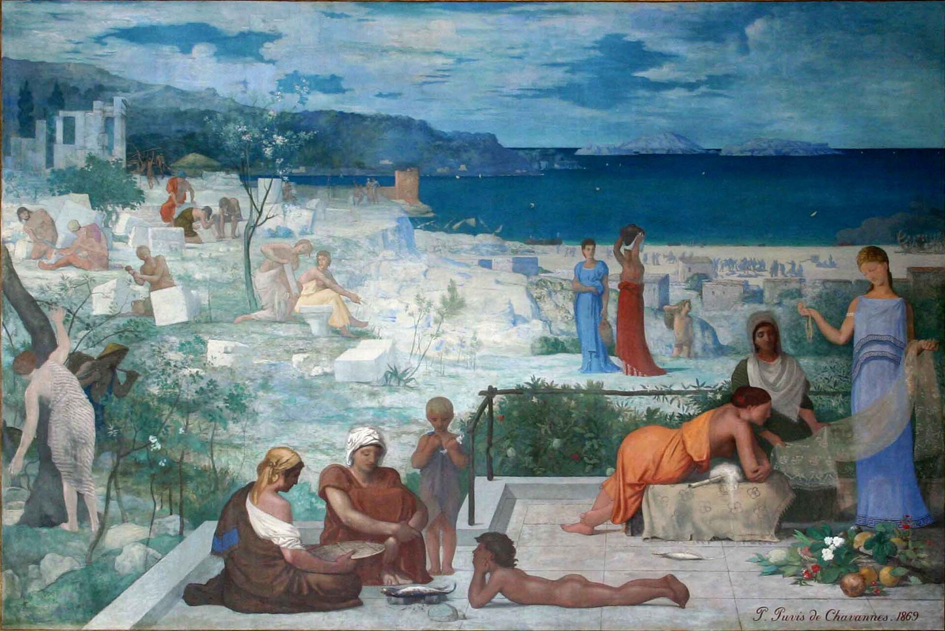Marseille colonie grecque (1869), musée des beaux-arts de Marseille Par Pierre Puvis de Chavannes — Travail personnel, Rvalette, Domaine public, 