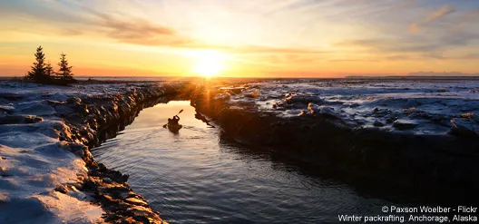 Winter packrafting. Anchorage, Alaska | ©Paxson Woelber - Flickr